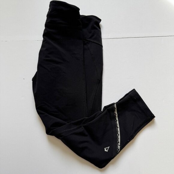 Ivivva Rhythmic Tights Pique Black Reflective Leggings Pants Full Length 10 - Picture 1 of 16